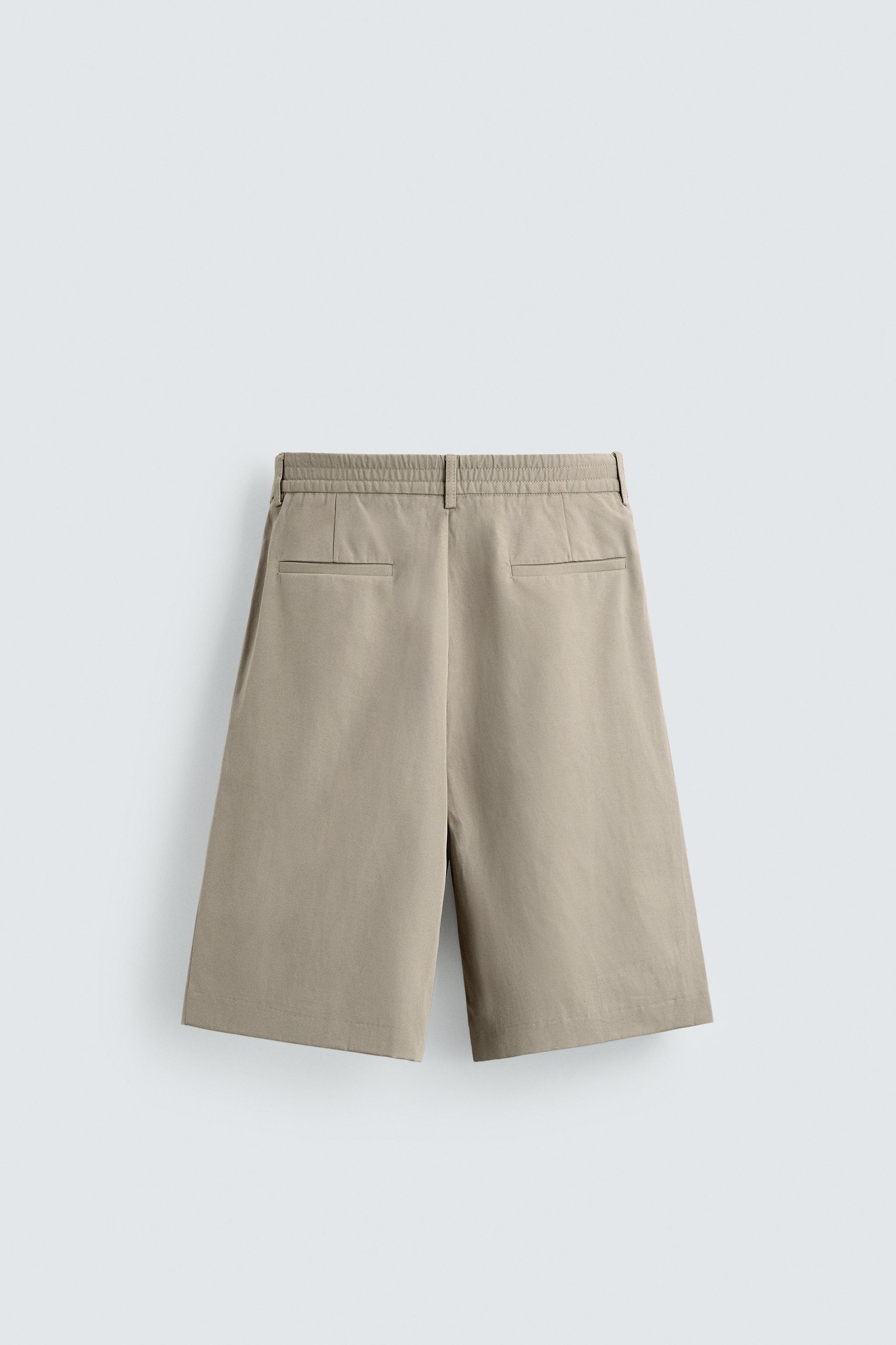 RELAXED FIT LINEN COTTON BLEND SHORTS